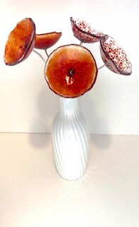 Handmade fused glass flower bouquet, glass flower display, glass flower sculpture, hand crafted glass flowers