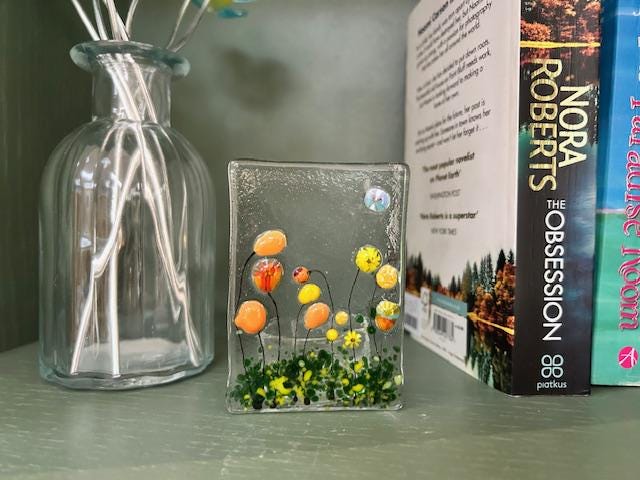 Floral Glass Tea Light Holder