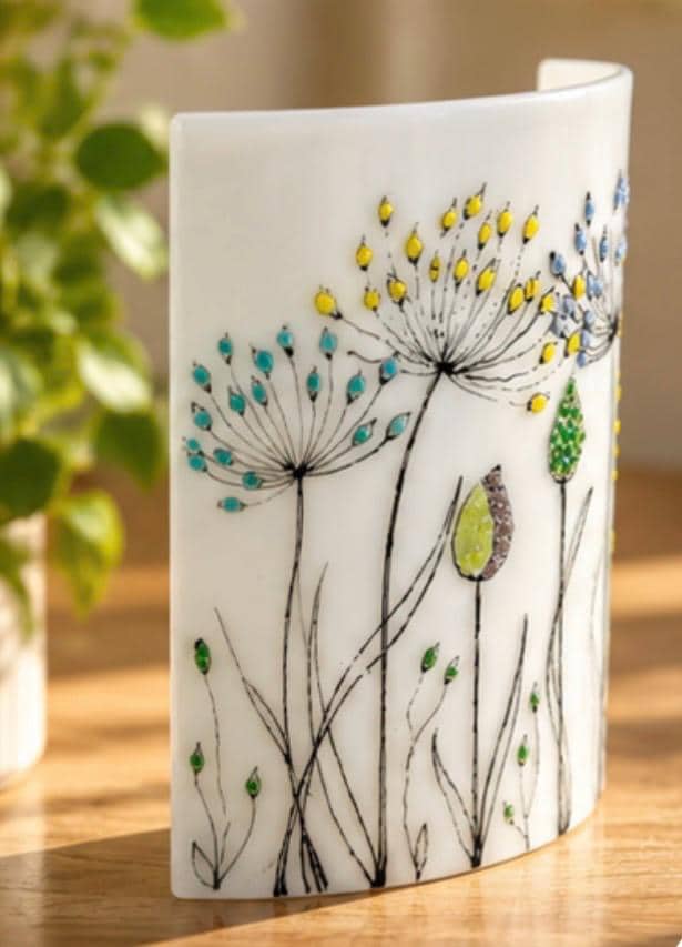 Handmade fused glass candle holder