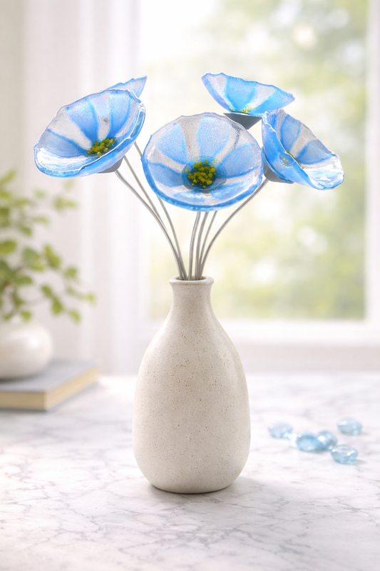 Handmade Glass Forget-Me-Not Flowers - US Tariffs included