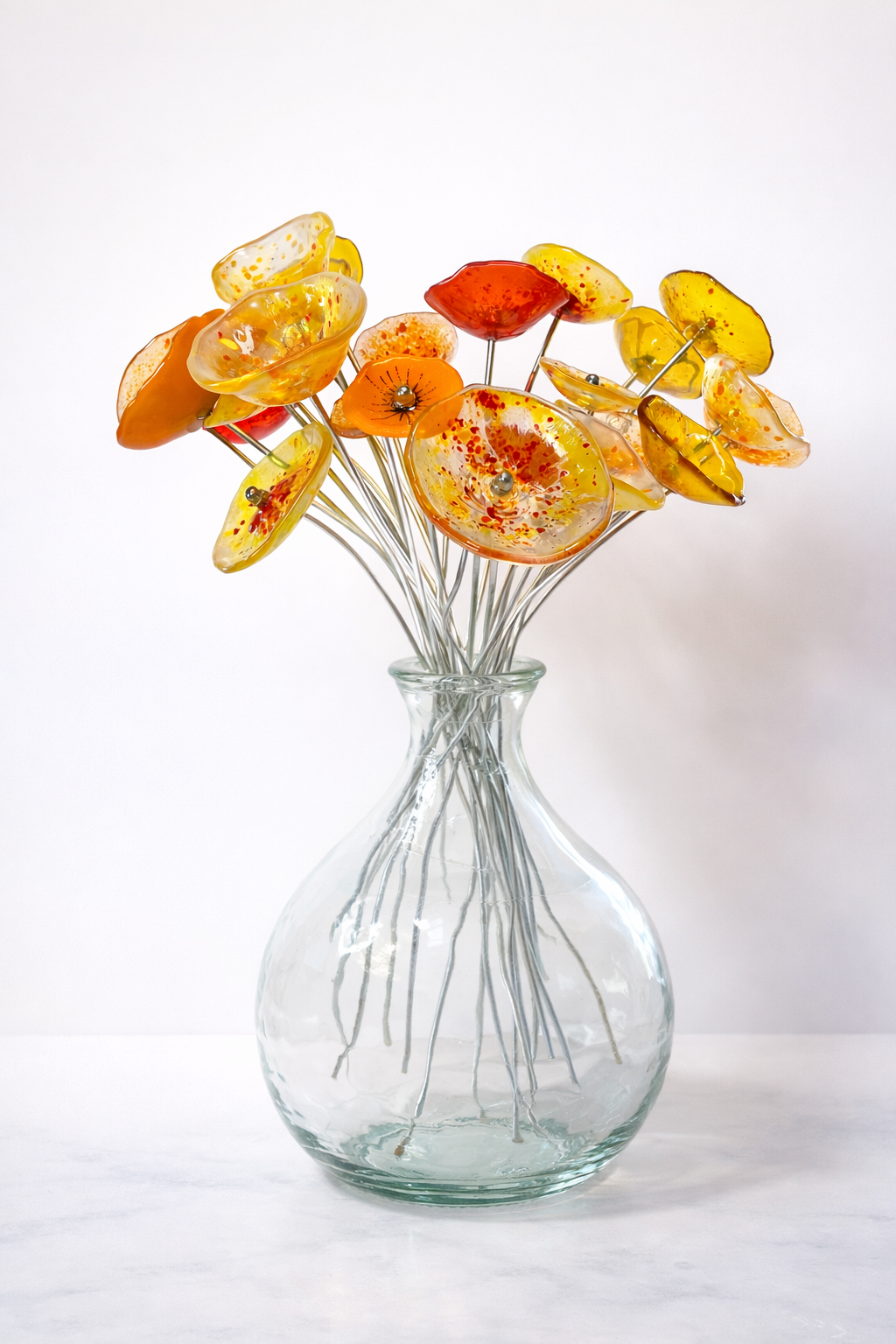 Handmade Fused Glass Flower Bouquet - US Tariffs included