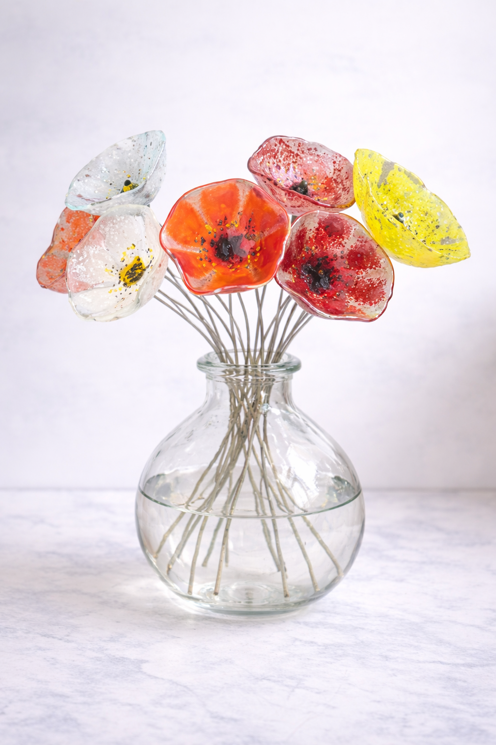 Fused Glass flowers - US Tariffs included