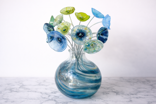 Handmade Fused Glass Flower Bouquet - US Tariffs included