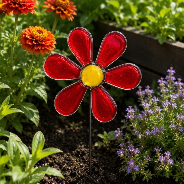 Fused Glass Flower Garden Art | Handmade Glass Flower Stake | Custom Garden Gift