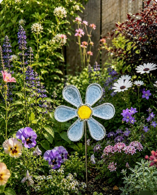 Fused Glass Flower Garden Art | Handmade Glass Flower Stake | Custom Garden Gift