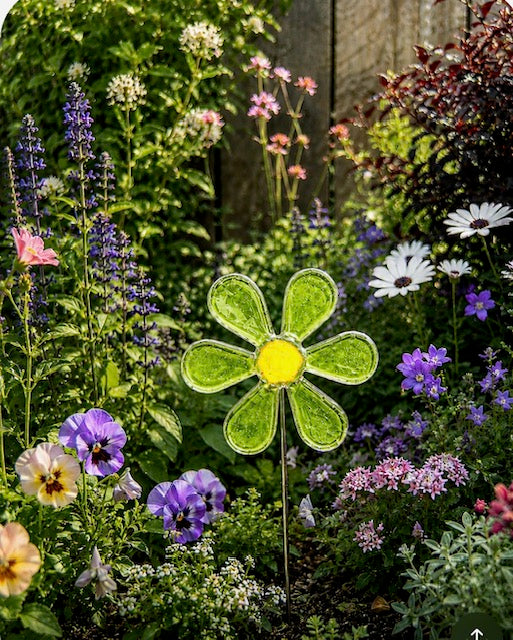 Fused Glass Flower Garden Art | Handmade Glass Flower Stake | Custom Garden Gift