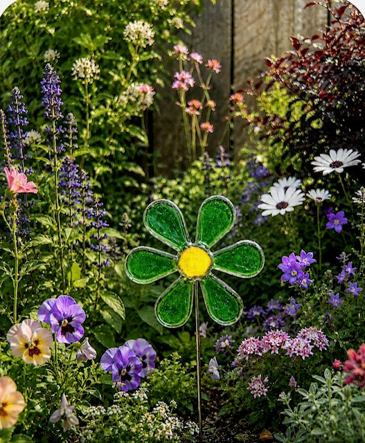 Fused Glass Flower Garden Art | Handmade Glass Flower Stake | Custom Garden Gift