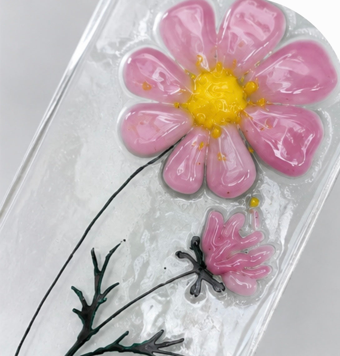 Fused Glass Cosmos, Handmade Birthday Gift, Flower Decoration, Window Hanging Ornament