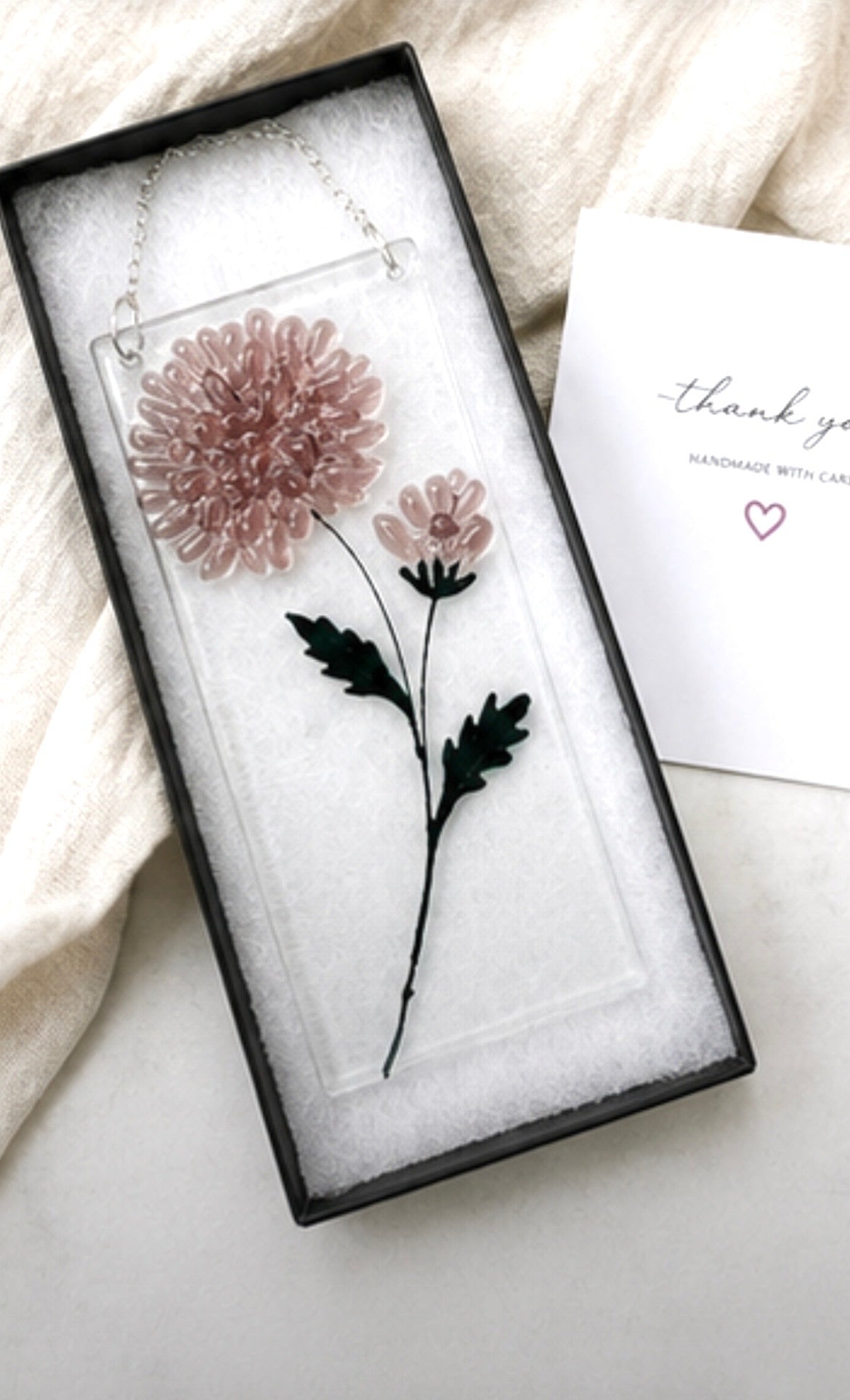 Fused Glass Chrysanthemum, Handmade Birthday Gift, Flower Decoration, Window Hanging Ornament