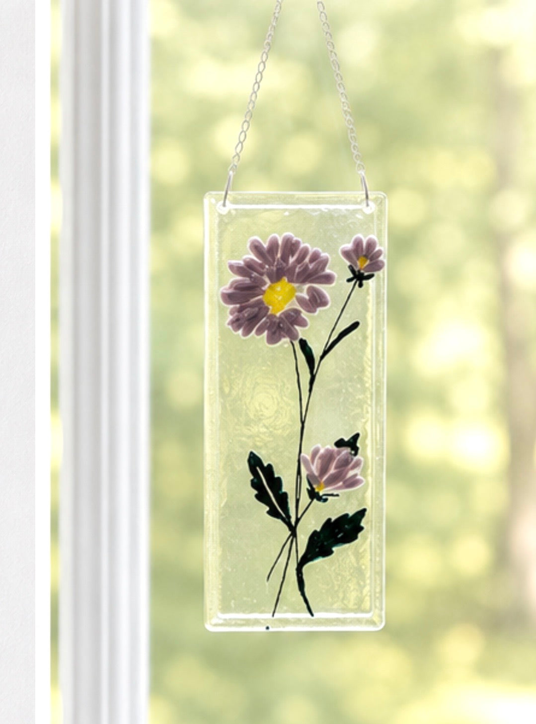 Fused Glass Aster, Handmade Birthday Gift, Flower Decoration, Window Hanging Ornament