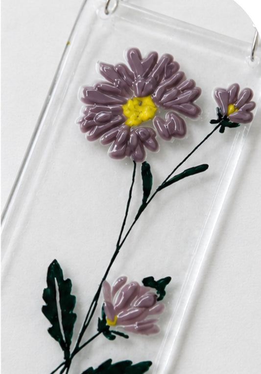 Fused Glass Aster, Handmade Birthday Gift, Flower Decoration, Window Hanging Ornament