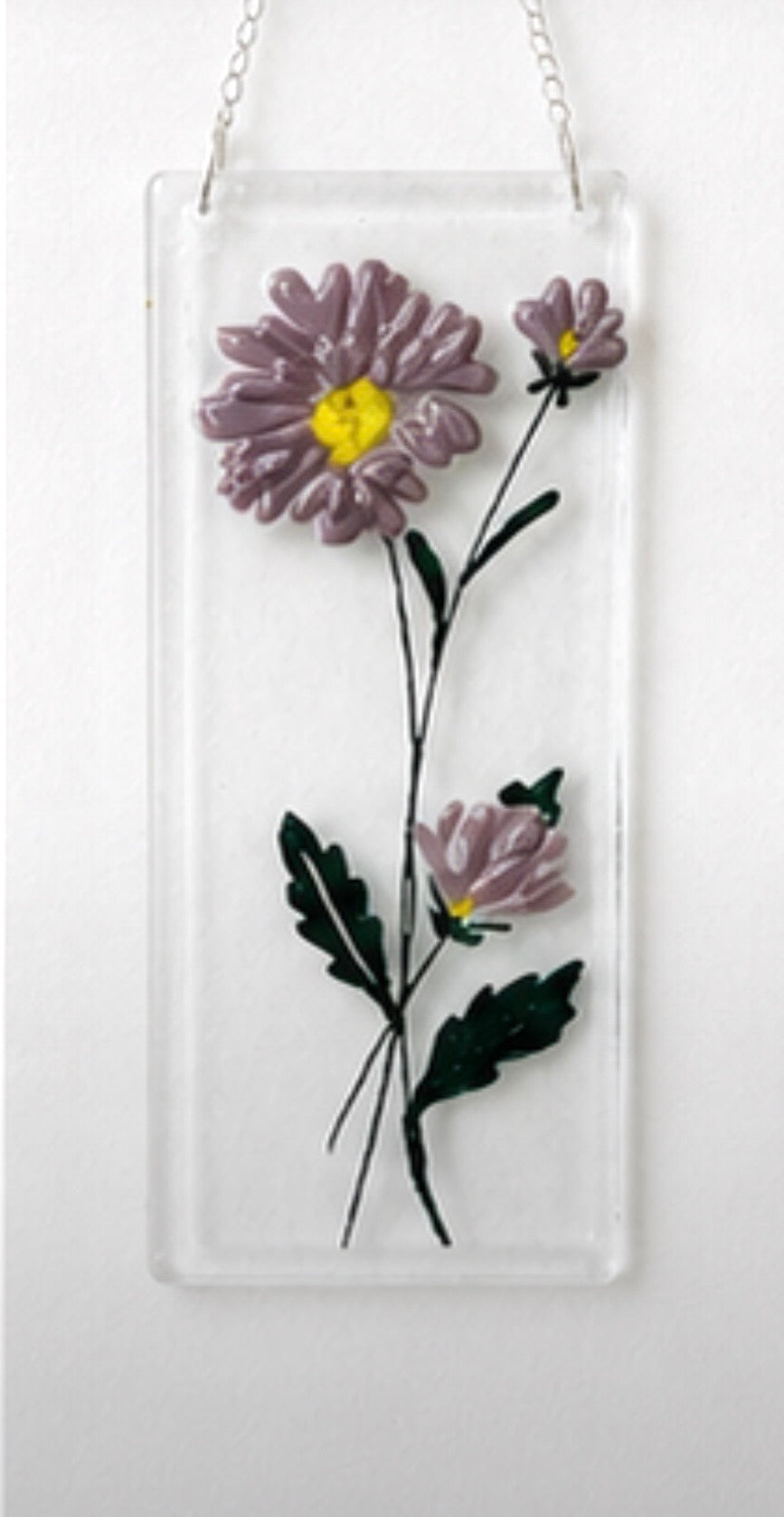 Fused Glass Aster, Handmade Birthday Gift, Flower Decoration, Window Hanging Ornament