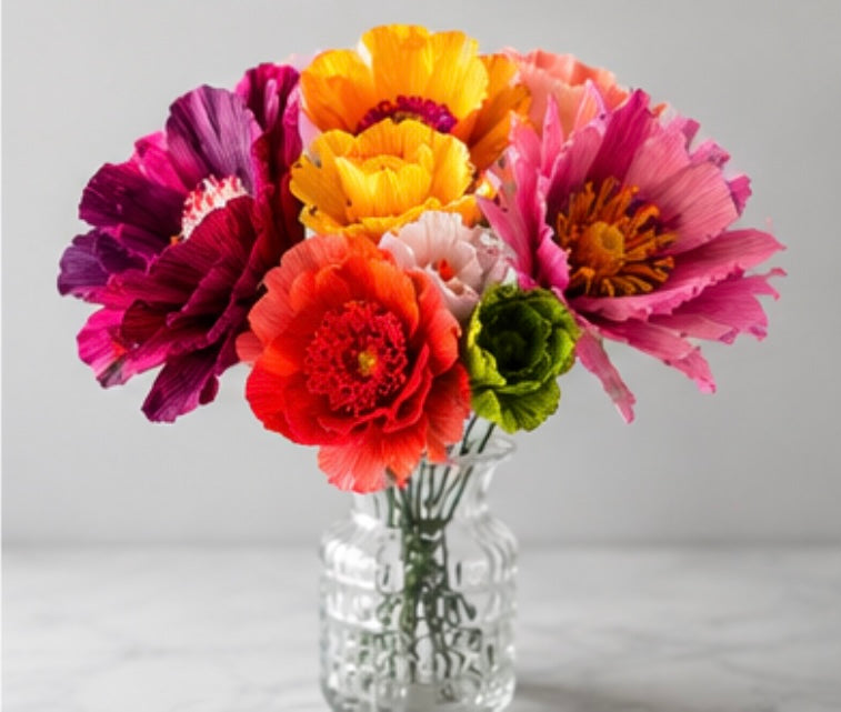 Workshop - Make a bouquet of crepe paper flowers - Haddenham Village Hall, Friday 25th September, 7.00 - 9.30pm10pm