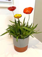 Handmade fused glass flower bouquet, glass flower display, glass flower sculpture, hand crafted glass flowers