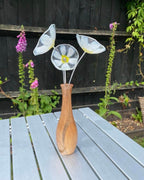 Handmade fused glass flower bouquet, glass flower display, glass flower sculpture, hand crafted glass flowers