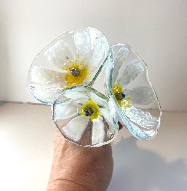 Glass daisies, posy of flowers, white flowers, gift for mum