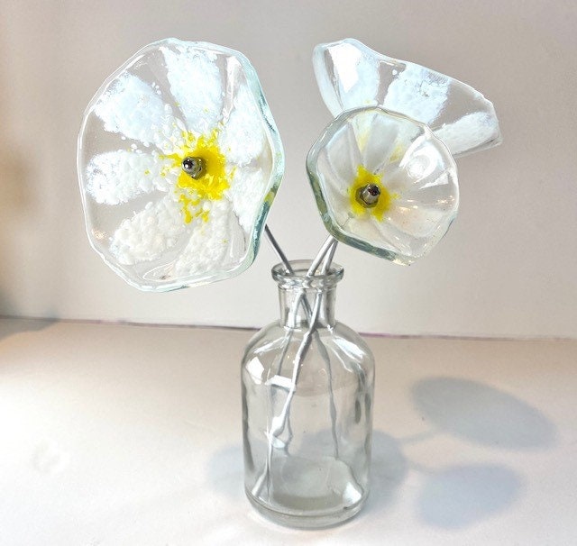 Glass daisies, posy of flowers, white flowers, gift for mum
