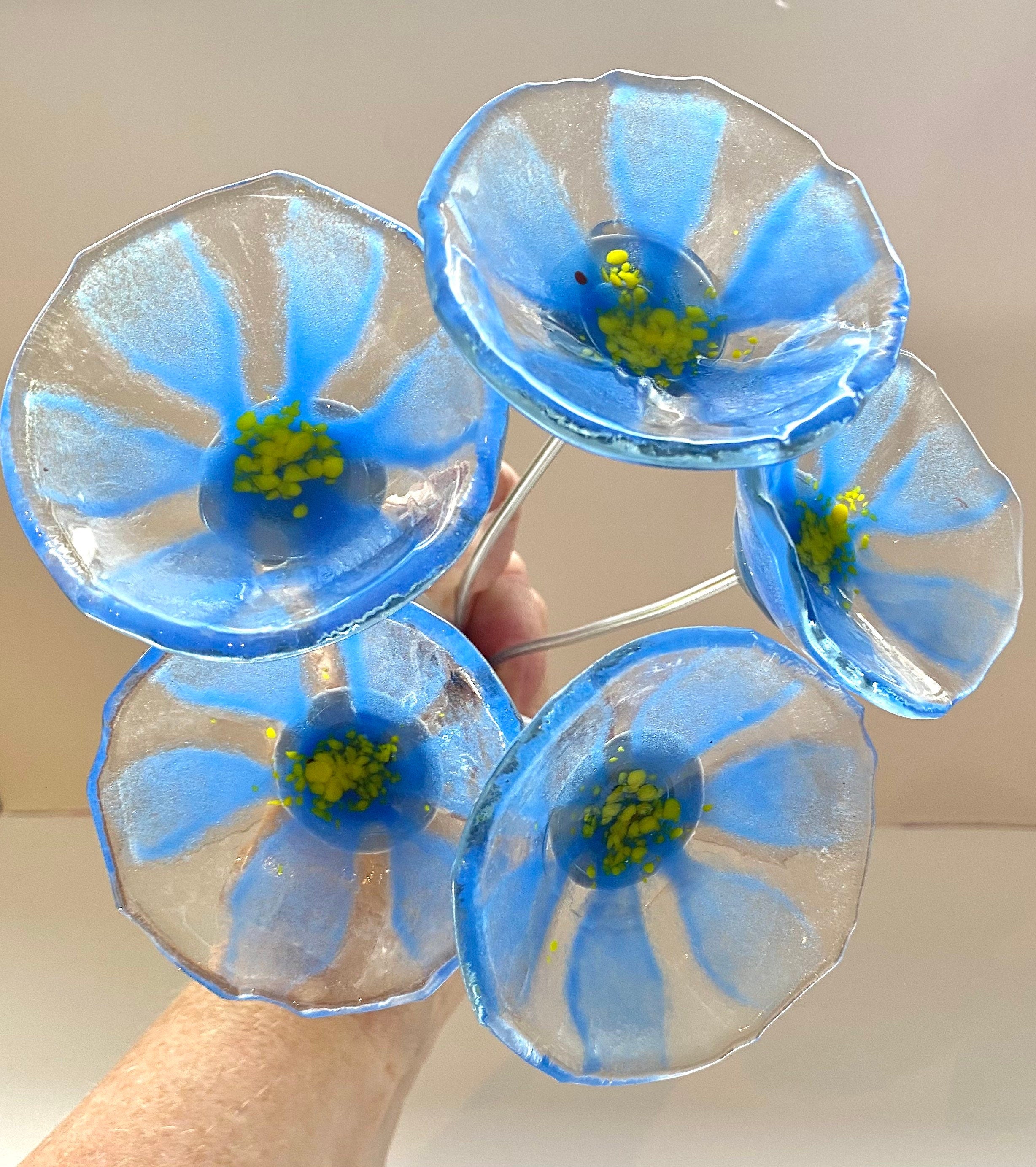 Glass Forget me nots, bouquet of flowers, white flowers, gift for mum