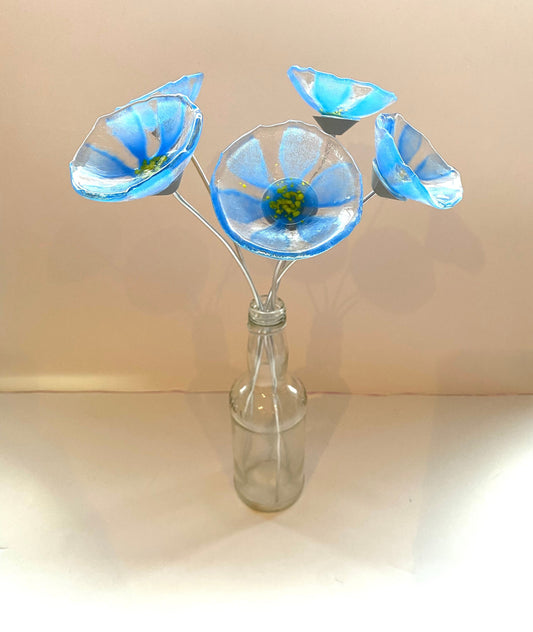 Glass Forget me nots, bouquet of flowers, white flowers, gift for mum
