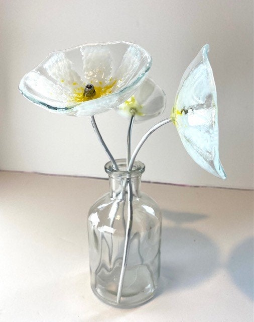 Glass daisies, posy of flowers, white flowers, gift for mum