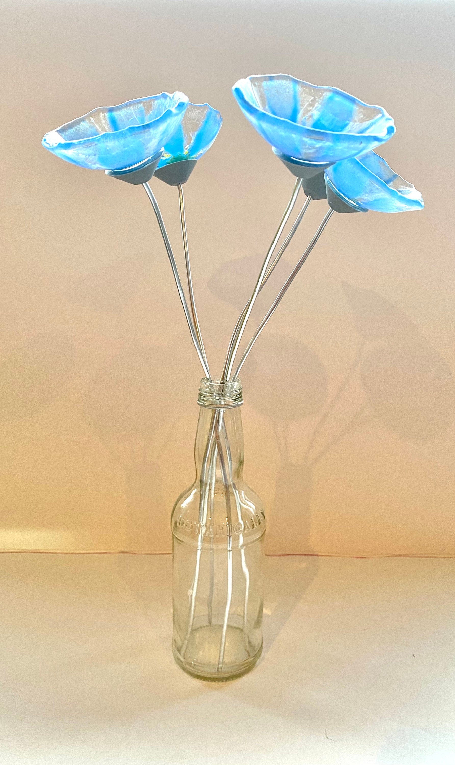 Glass Forget me nots, bouquet of flowers, white flowers, gift for mum