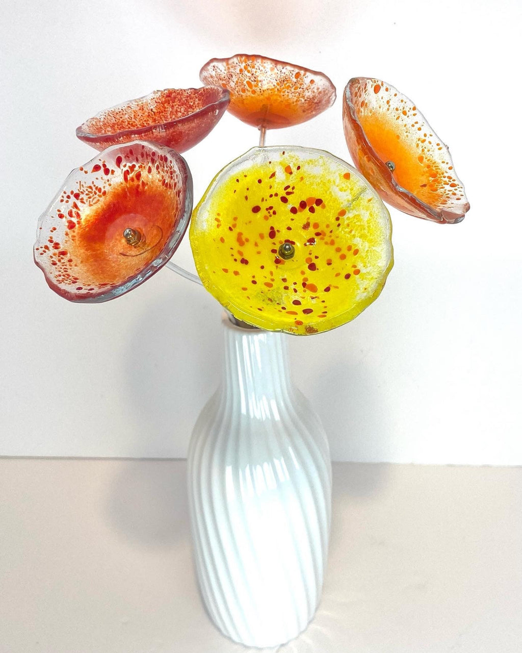 Glass daisy style flowers, forever flowers, daisies, fused glass flowers