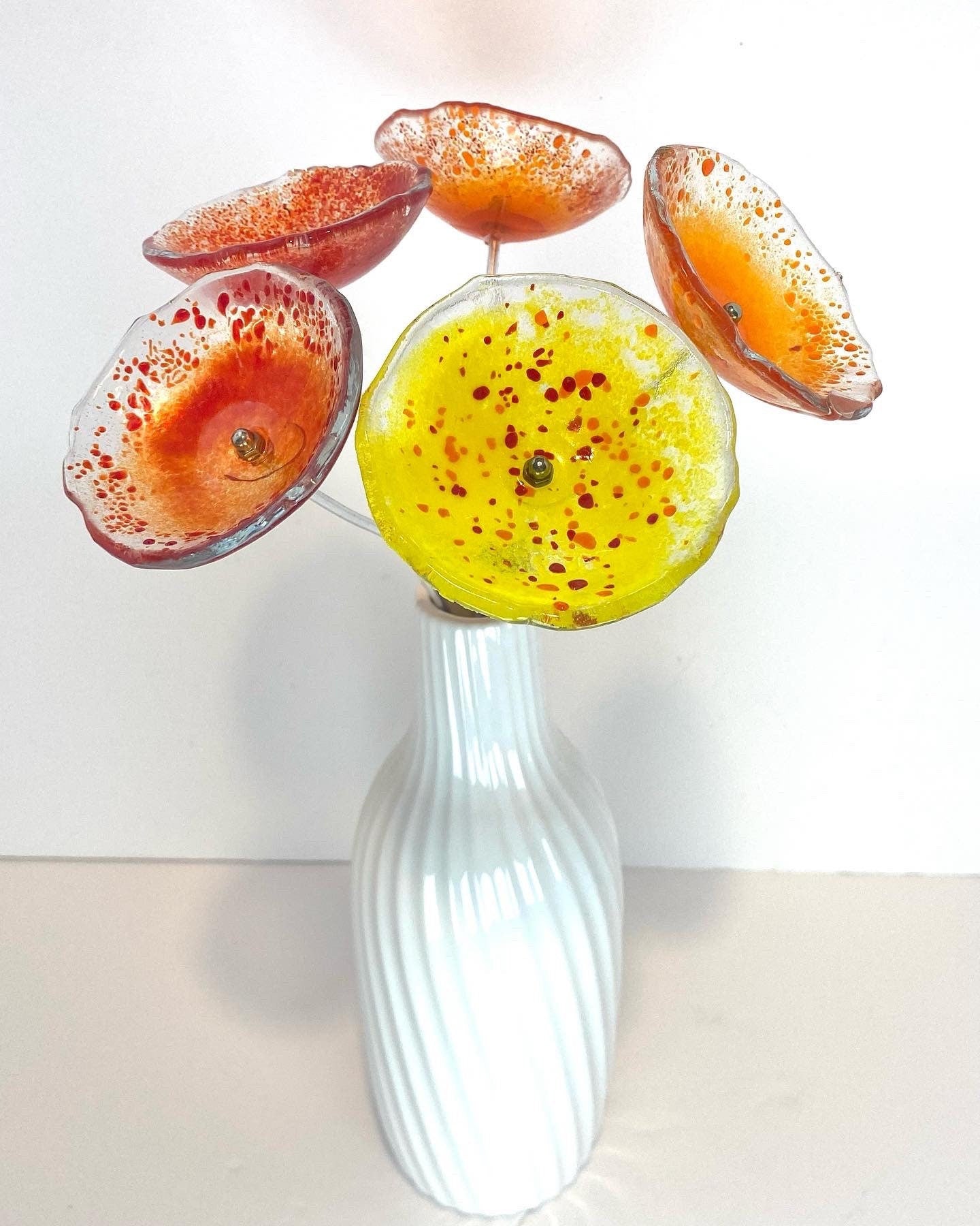 Glass daisy style flowers, forever flowers, daisies, fused glass flowers
