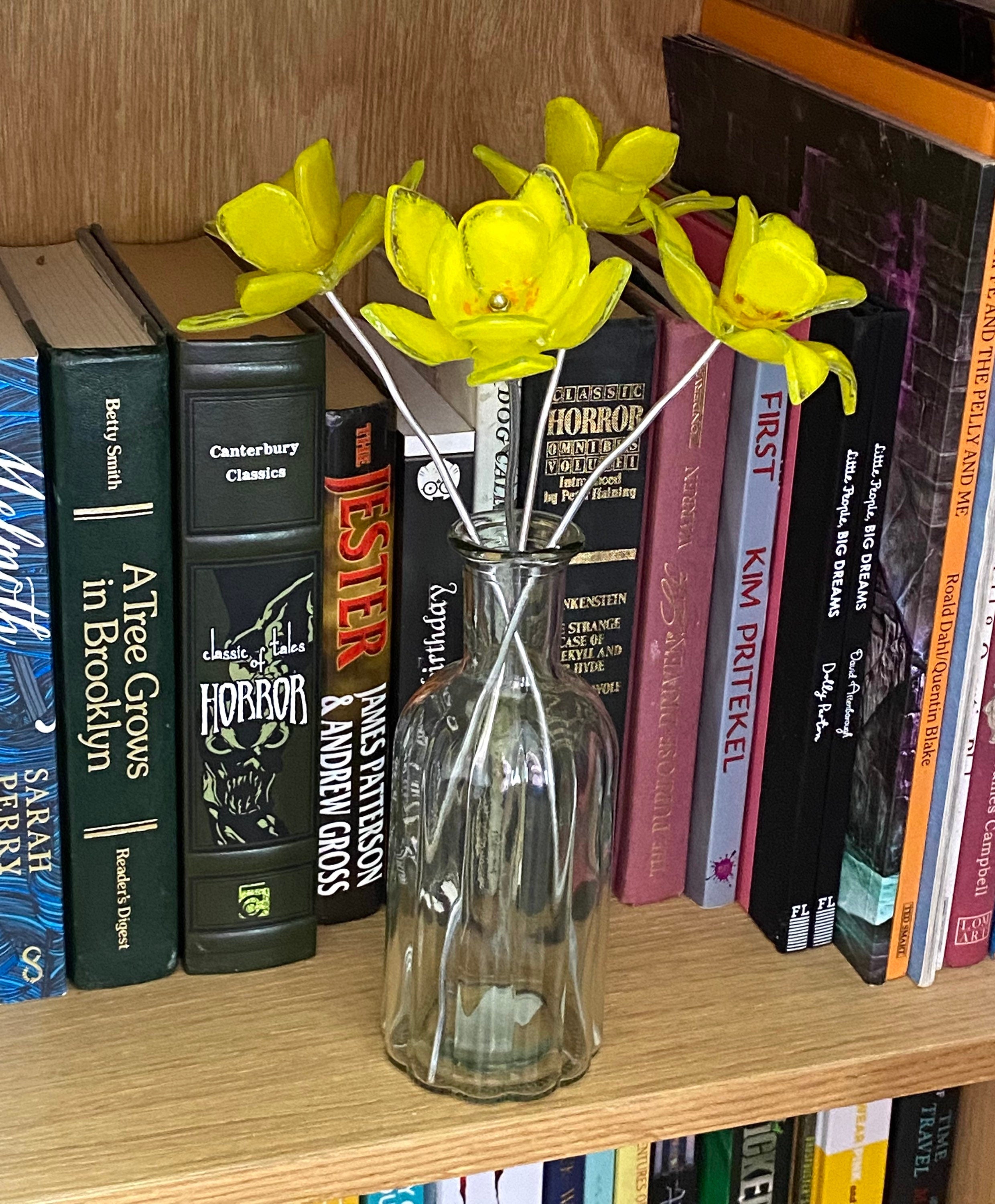 Glass daffodils, posy of flowers, yellow flowers, gift for mum