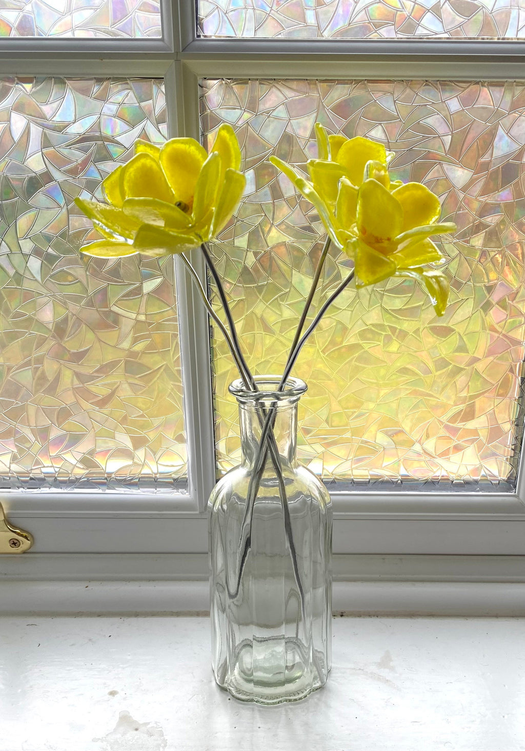 Glass daffodils, posy of flowers, yellow flowers, gift for mum