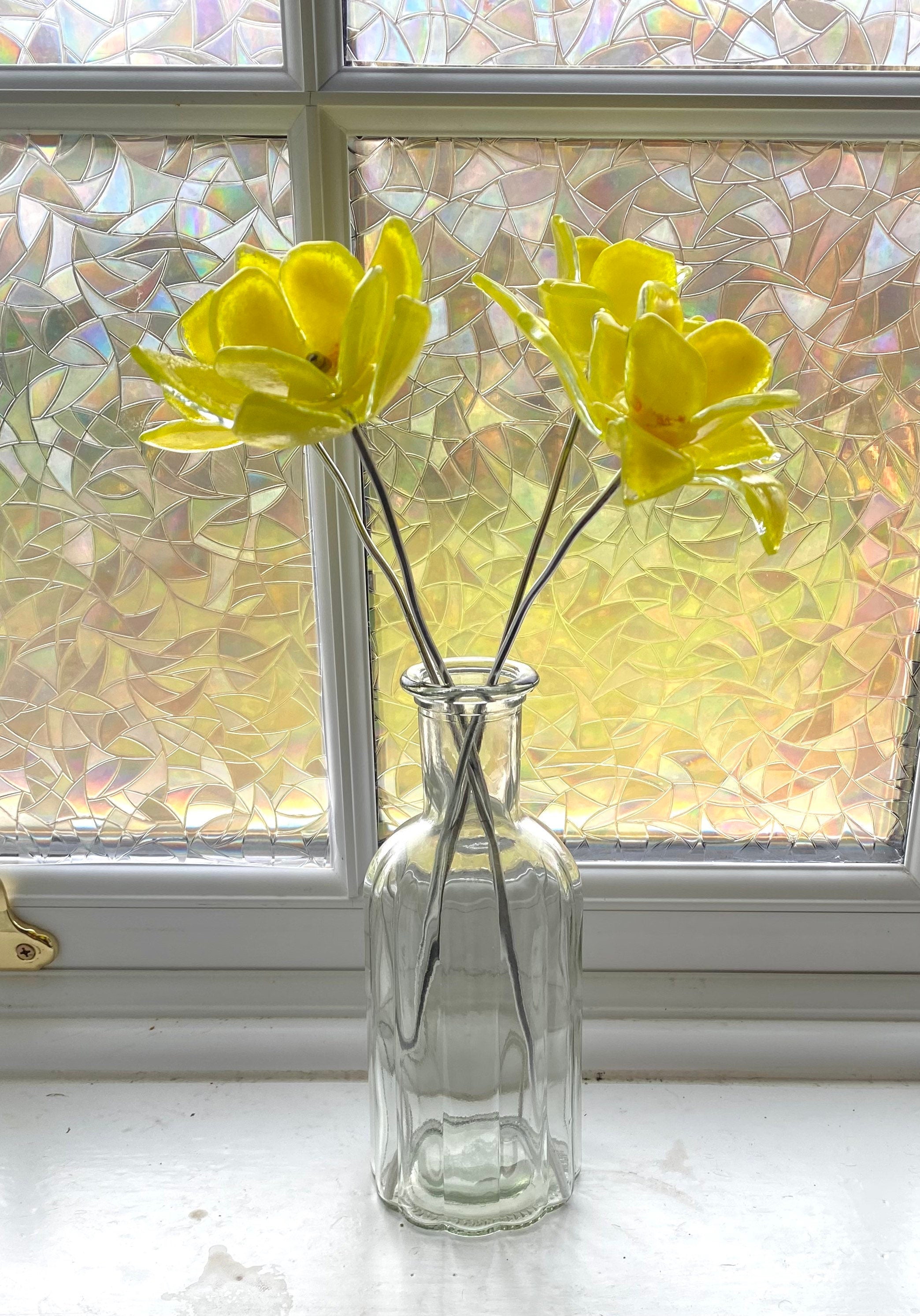Glass daffodils, posy of flowers, yellow flowers, gift for mum