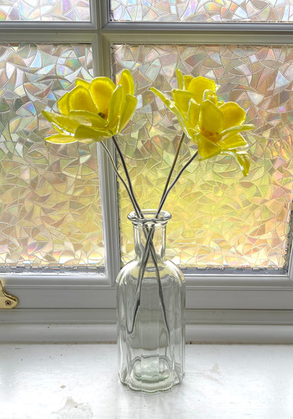 Glass daffodils, posy of flowers, yellow flowers, gift for mum