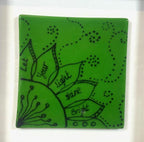 Hand-Painted Fused Glass Picture – Floral Design on Green with "Let Your Light Shine Bright"