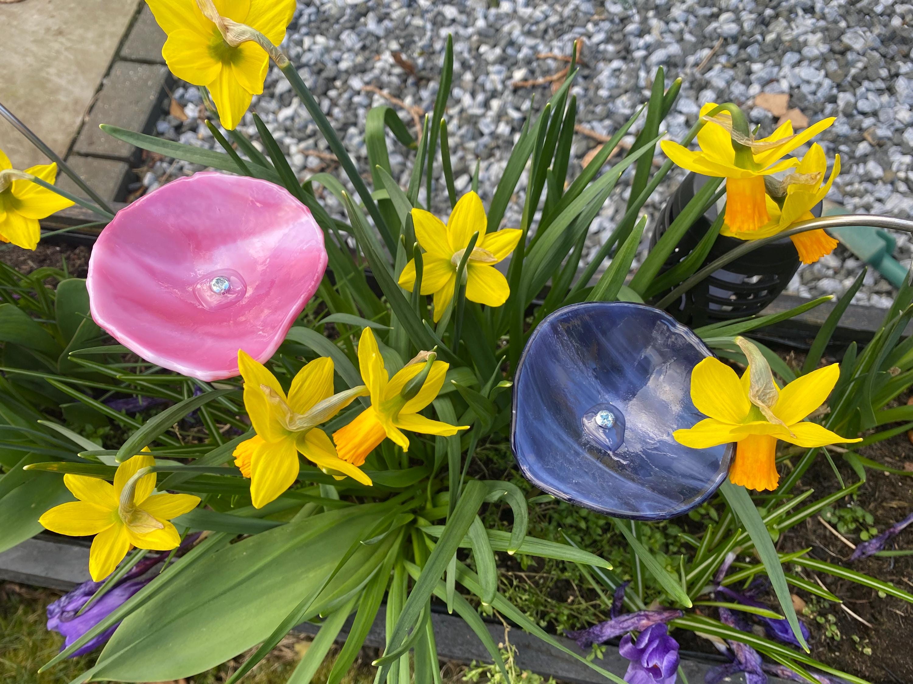 Bee cups, bird bath, butterfly bath, garden decoration, garden gift, garden flower