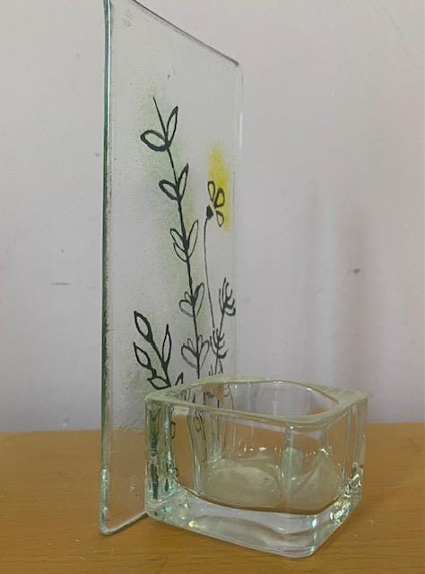 Fused glass xmas candle tea light