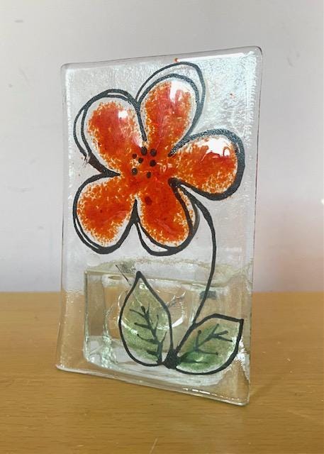 Fused glass xmas candle tea light