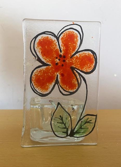 Fused glass xmas candle tea light