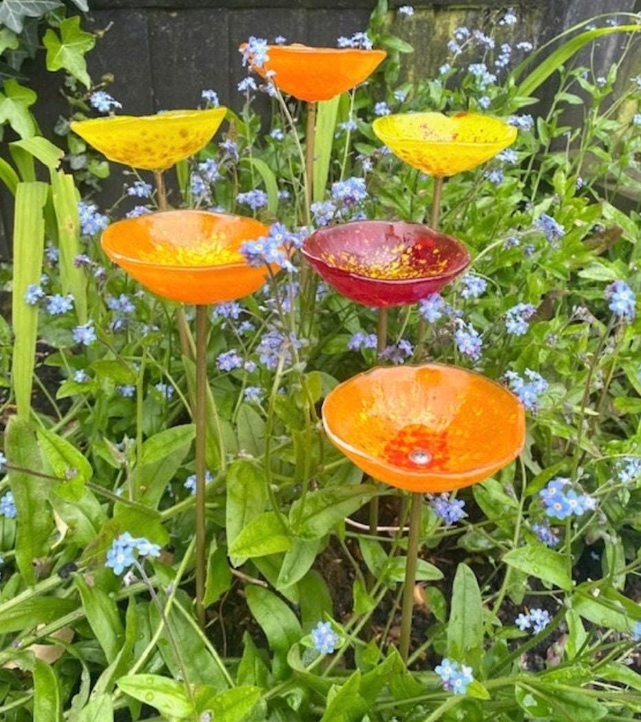 Fused glass bee water bowl, custom colour pollinator bath, bird and butterfly feeder for garden decor gift, handmade outdoor gift