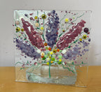 Fused glass tea light. Floral bouquet style