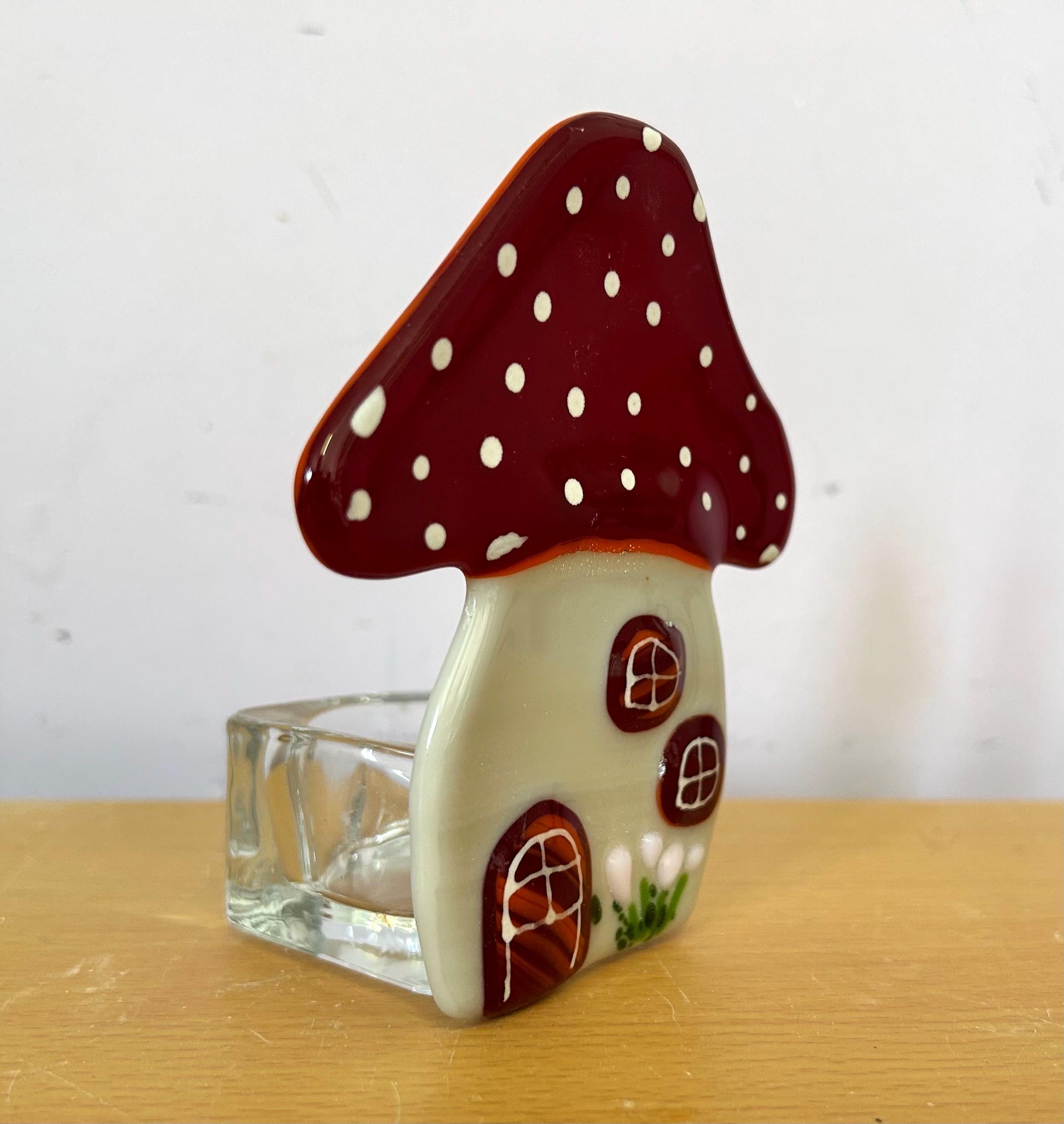 Toadstool tea light - handmade fused glass