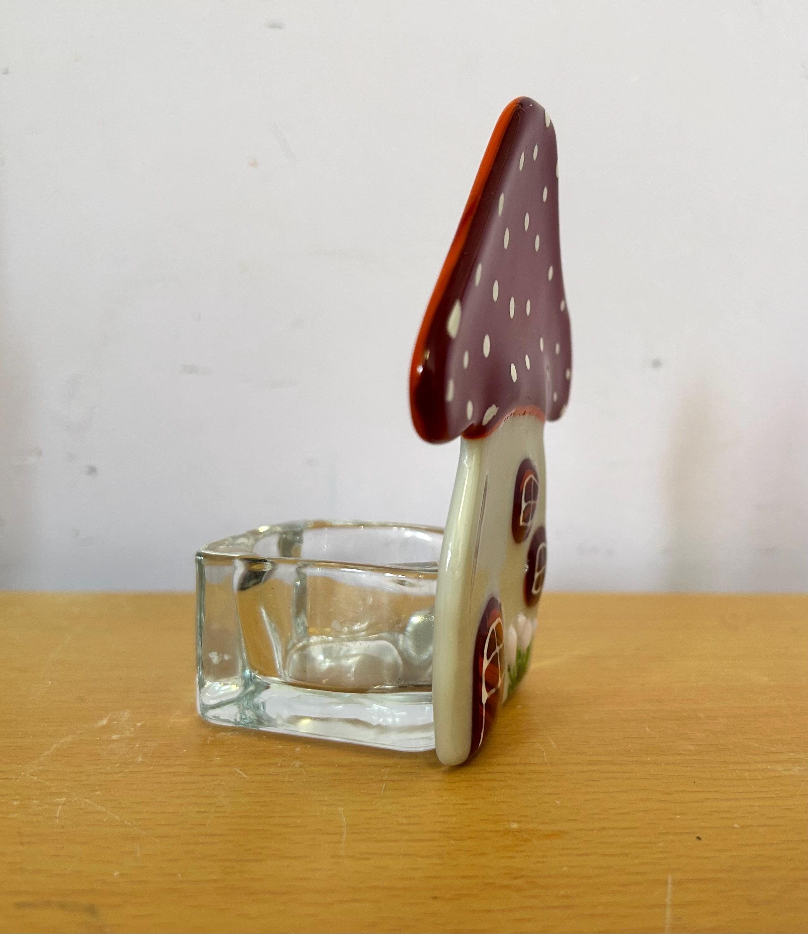 Toadstool tea light - handmade fused glass