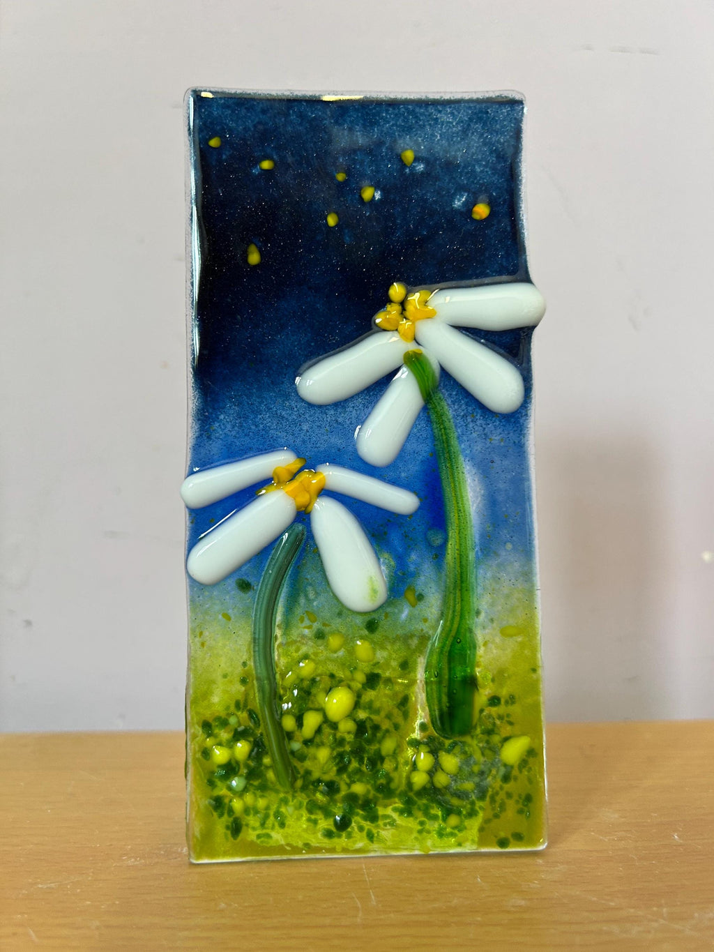 Fused glass xmas candle tea light.