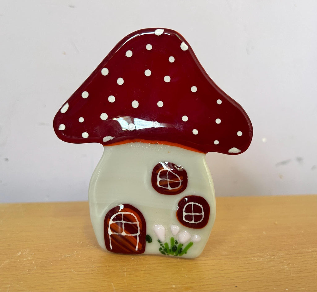 Toadstool tea light - handmade fused glass