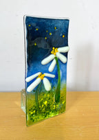 Fused glass xmas candle tea light.