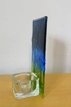 Fused glass xmas candle tea light.