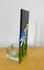 Fused glass xmas candle tea light.