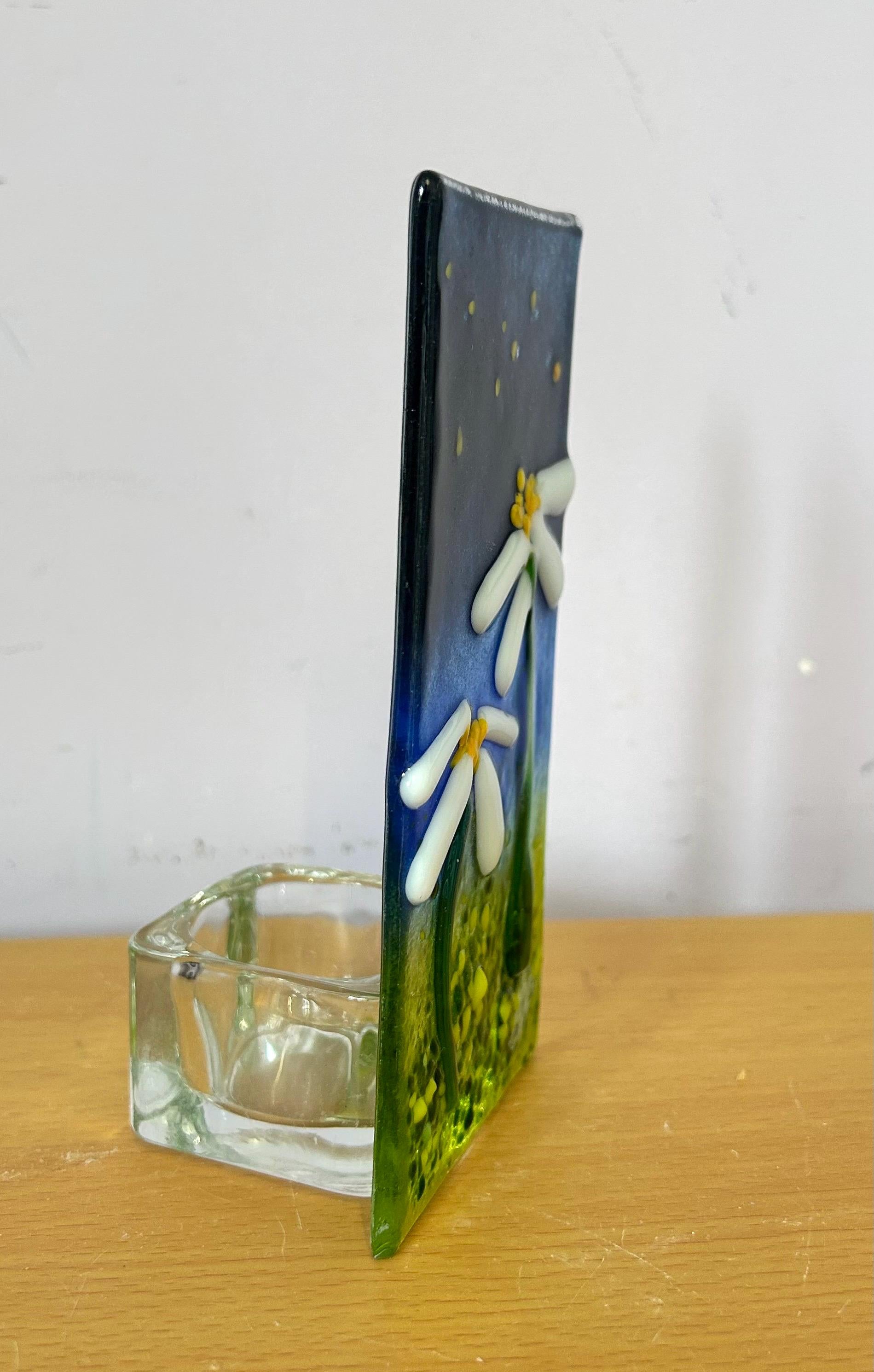 Fused glass xmas candle tea light.