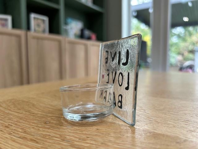 Live Love Bark Tea Light Holder – Fused Glass Dog Lover Gift – Handmade Candle Decor. Dog Lover Tea Light - Pet Lover Gift Idea