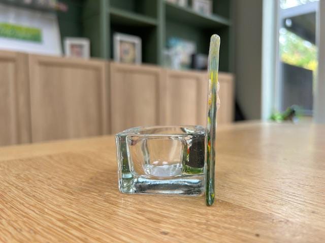 Fused Glass Dog Tealight Holder – Handmade Candle Gift for Dog Lovers – Christmas & Birthday Present