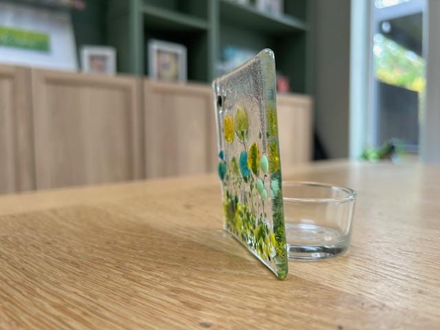 Fused Glass Floral tea light holder