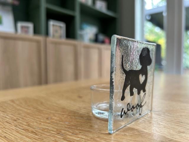 Fused Glass Dachshund tealight holder